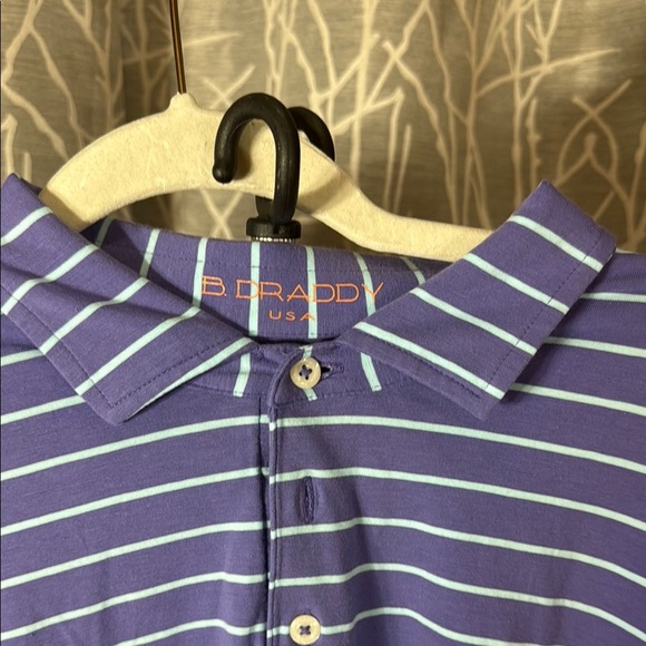 B Draddy The Players Men's Purple Striped Polo Shirt Size Large - Picture 4 of 10